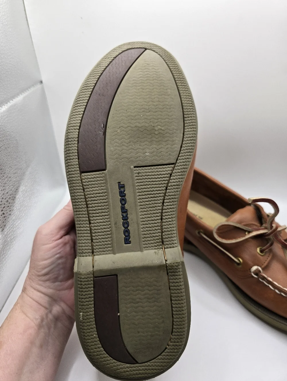 Rockport Men's Brown Leather Lace Up Boat/Deck Shoes. Size 8.5